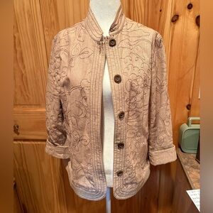 Requirements Beige Embroidered Utility Jacket